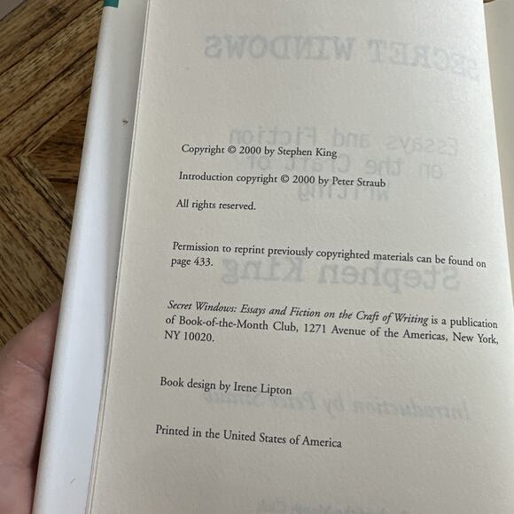 Secret Windows - Stephen King Essays on Writing 2000 Hardcover 1st Edition - Picture 5 of 5